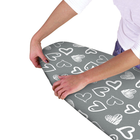 Ironing Board Cover Grey Hearts - IRONING BOARDS - Beattys of Loughrea