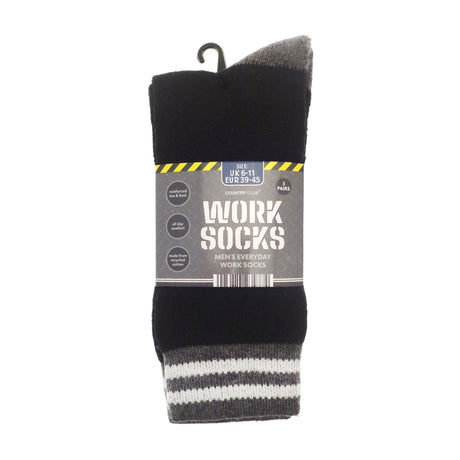 Pack of 3 Everyday Cotton Work Socks Grey & Black - SOCKS - Beattys of Loughrea