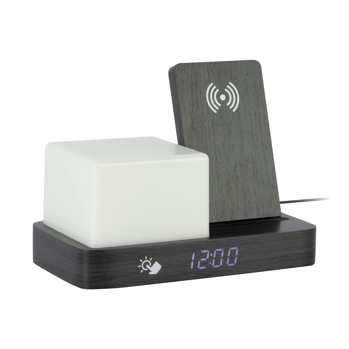 Retro Black Wood Wireless Charging Alarm Clock with Night Light - CLOCK RADIO / DIGITAL CLOCKS - Beattys of Loughrea