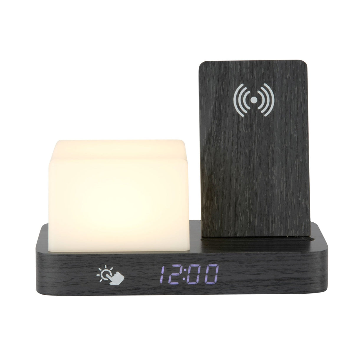 Retro Black Wood Wireless Charging Alarm Clock with Night Light - CLOCK RADIO / DIGITAL CLOCKS - Beattys of Loughrea