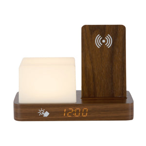 Retro Dark Wood Wireless Charging Alarm Clock with Night Light - CLOCK RADIO / DIGITAL CLOCKS - Beattys of Loughrea