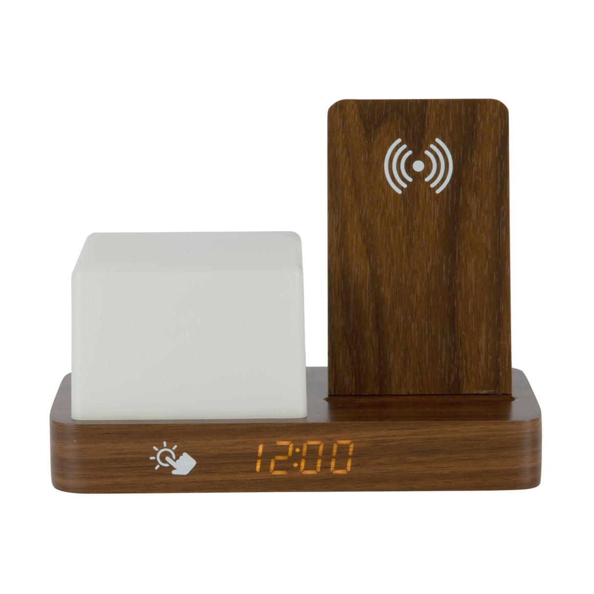 Retro Dark Wood Wireless Charging Alarm Clock with Night Light - CLOCK RADIO / DIGITAL CLOCKS - Beattys of Loughrea