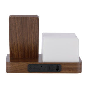 Retro Dark Wood Wireless Charging Alarm Clock with Night Light - CLOCK RADIO / DIGITAL CLOCKS - Beattys of Loughrea