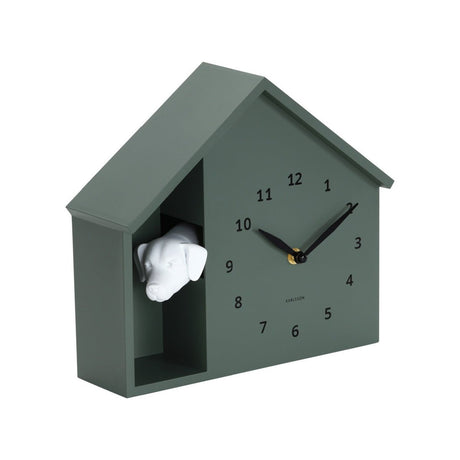 Wall Clock Peeking Doggy Jungle Green - CLOCKS - Beattys of Loughrea