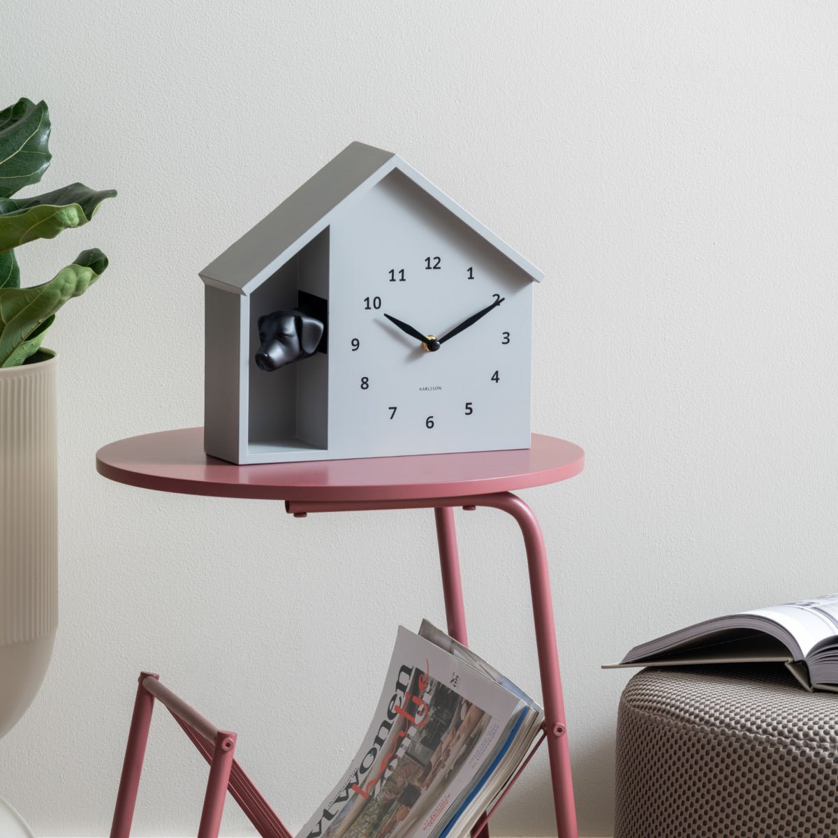 Wall Clock Peeking Doggy Mouse Grey - CLOCKS - Beattys of Loughrea