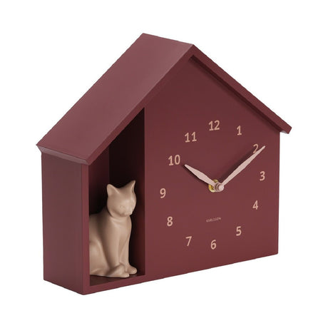 Wall Clock Sitting Cat Burgundy Red - CLOCKS - Beattys of Loughrea