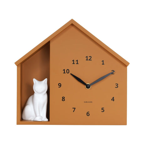Wall Clock Sitting Cat Ochre Yellow - CLOCKS - Beattys of Loughrea