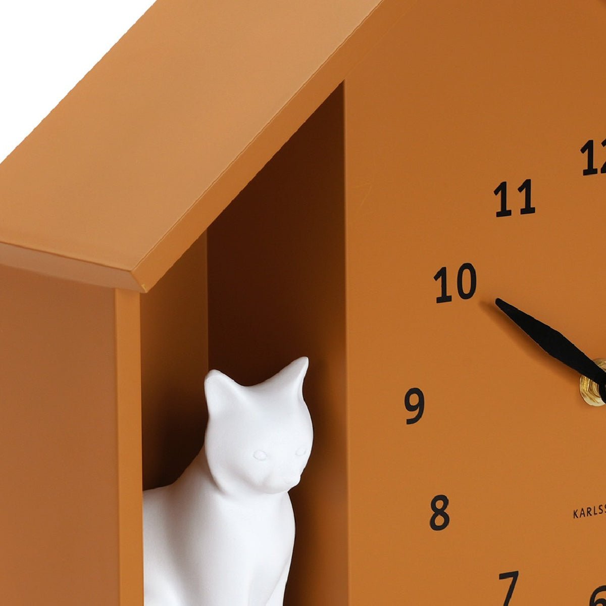 Wall Clock Sitting Cat Ochre Yellow - CLOCKS - Beattys of Loughrea