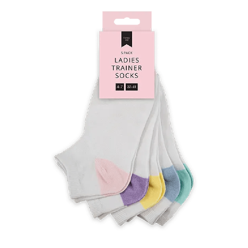 Ladies White Trainer Socks 5pk - Beattys of Loughrea | www.beattys.ie