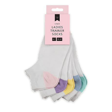 Ladies White Trainer Socks 5pk - Beattys of Loughrea | www.beattys.ie