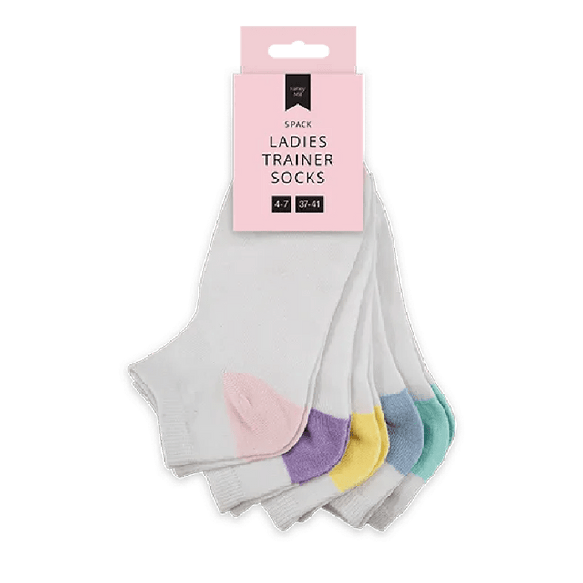 Ladies White Trainer Socks 5pk - Beattys of Loughrea | www.beattys.ie