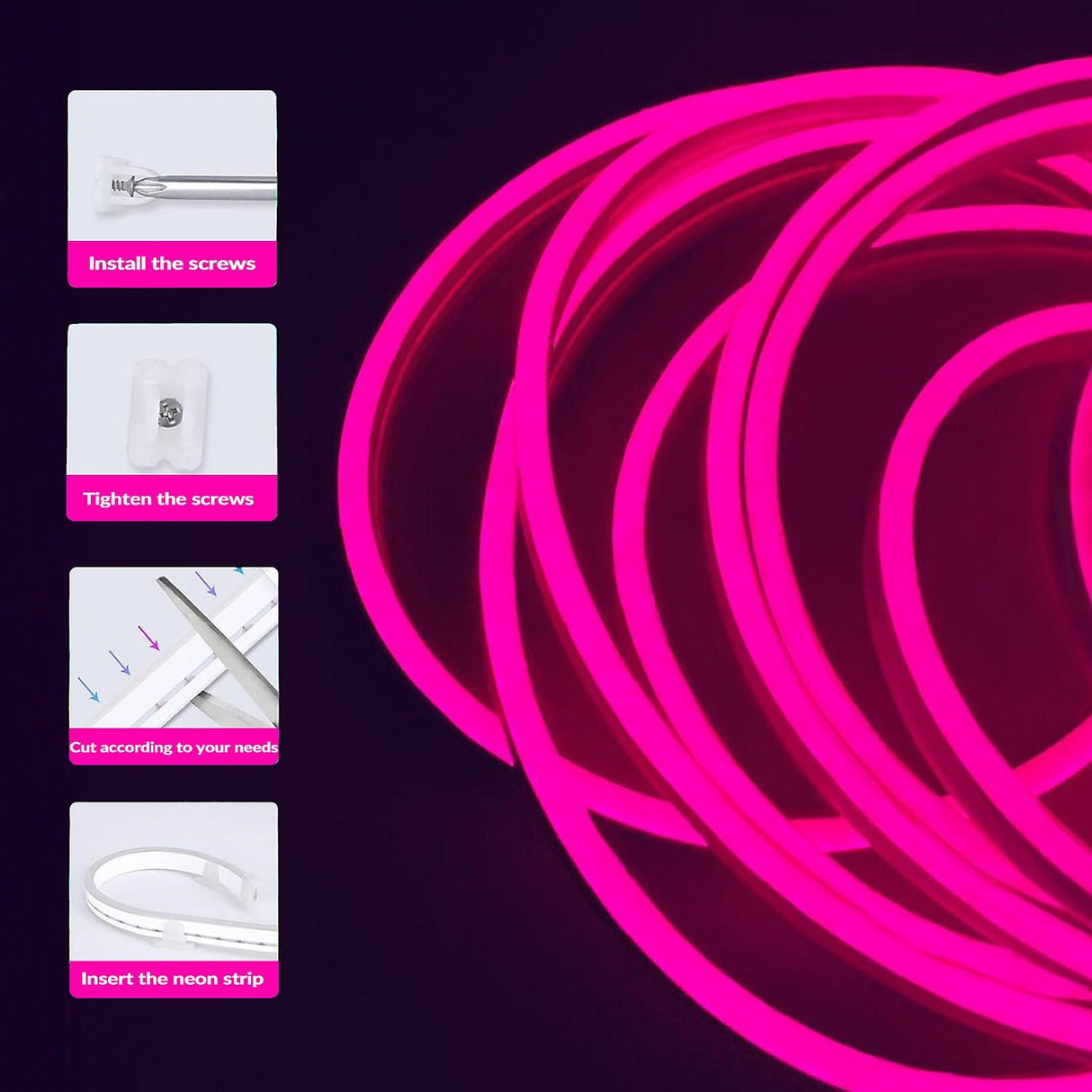 ExtraStar Neon 120 LED Strip 5m Cable with Power Adapter IP65 – Pink Light - LED STRING DECO LIGHTS (NOT XMAS) - Beattys of Loughrea