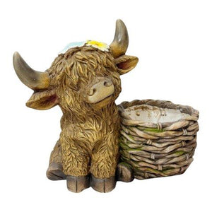 Highland Cow Planter 40 x 36cm - PLANTER POT CLAY / CERAMIC /RESIN - Beattys of Loughrea