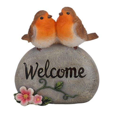 Welcome Robins Ornament 8 x 9.5cm - ORNAMENTS - Beattys of Loughrea