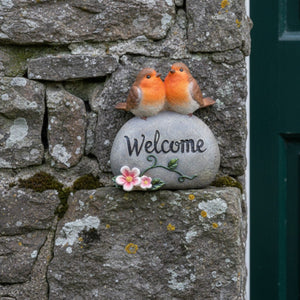 Welcome Robins Ornament 8 x 9.5cm - ORNAMENTS - Beattys of Loughrea