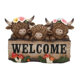 Welcome Highland Cows 27x18cm - ORNAMENTS - Beattys of Loughrea