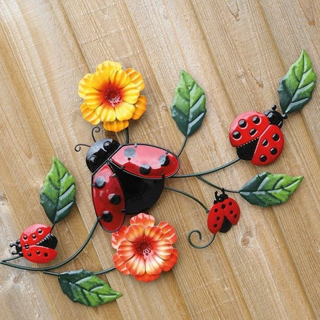 Ladybird Wall Décor 61x36cm - GARDEN ORNAMENTS INCL SOLAR - Beattys of Loughrea