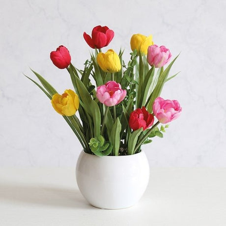 Tulips In Ceramic Pot 43cm - POTTED PLANTS - DRY ORNAMENTAL - Beattys of Loughrea