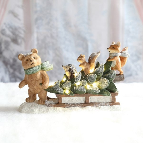 LED-Tiere & Schlitten 27x16cm