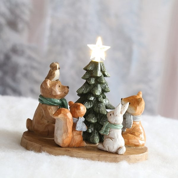 LED Tiere & Baum 19x17cm