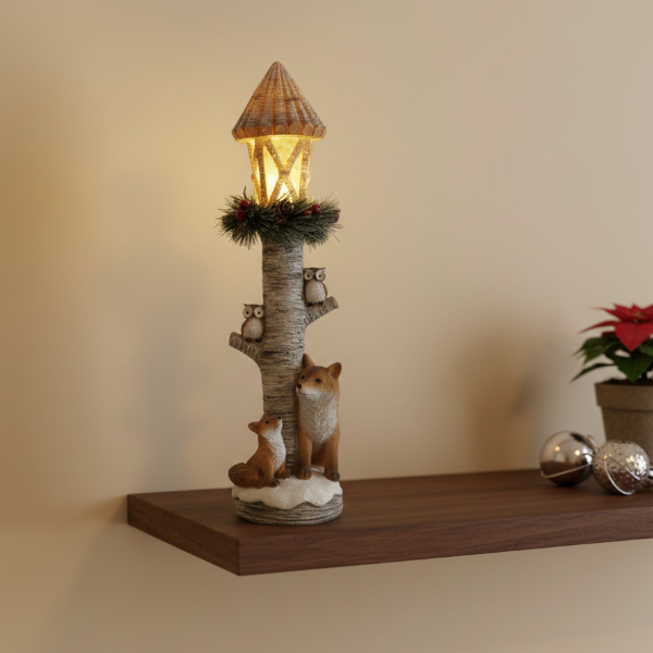 Lampadaire LED et renard 35cm