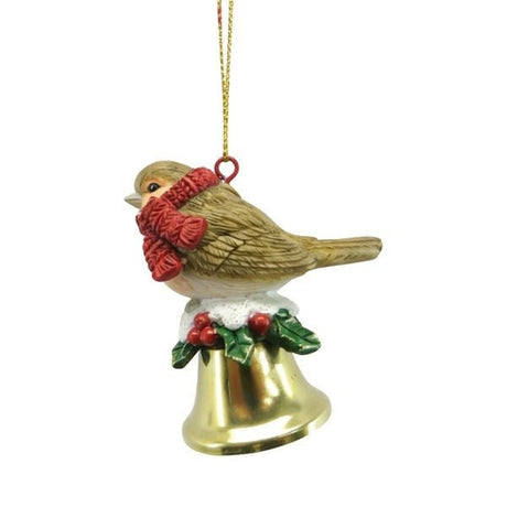 Robin Bells Hanging Decoration 6cm - XMAS BAUBLES - Beattys of Loughrea