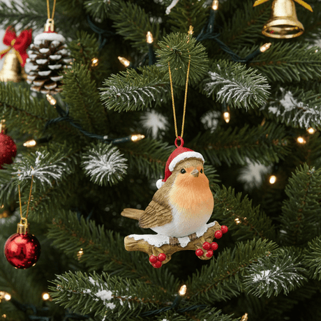 Robin on Twig Hanging Decoration 6cm - XMAS BAUBLES - Beattys of Loughrea