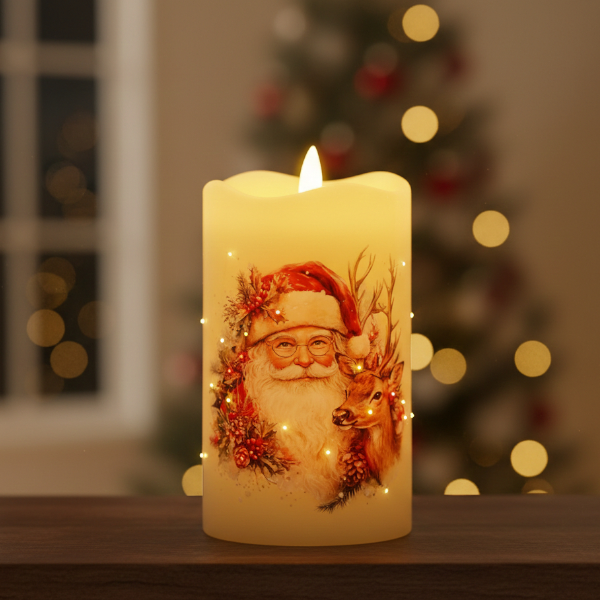 LED Santa Candle 7.5cm x 12.5cm