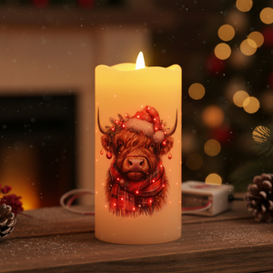LED Highland Cow Candle 7.5cm x 15cm