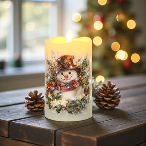 LED Snowman Candle 7.5cm x 12.5cm