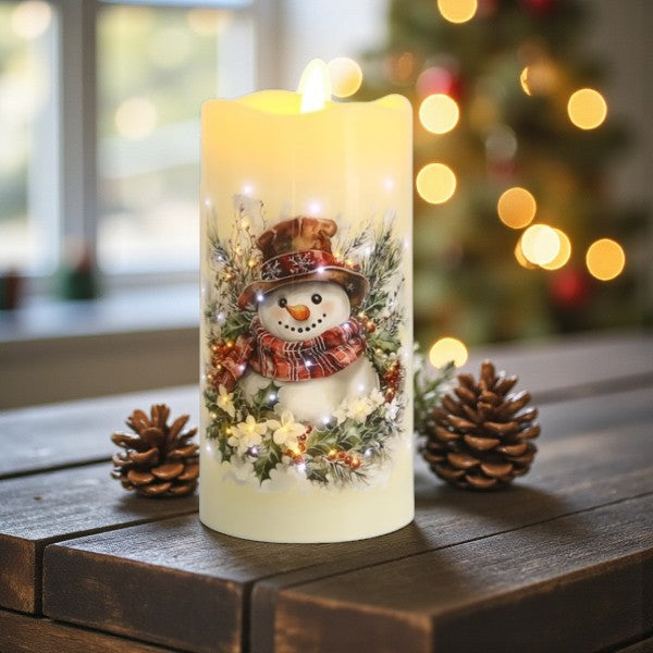LED Snowman Candle 7.5cm x 15cm