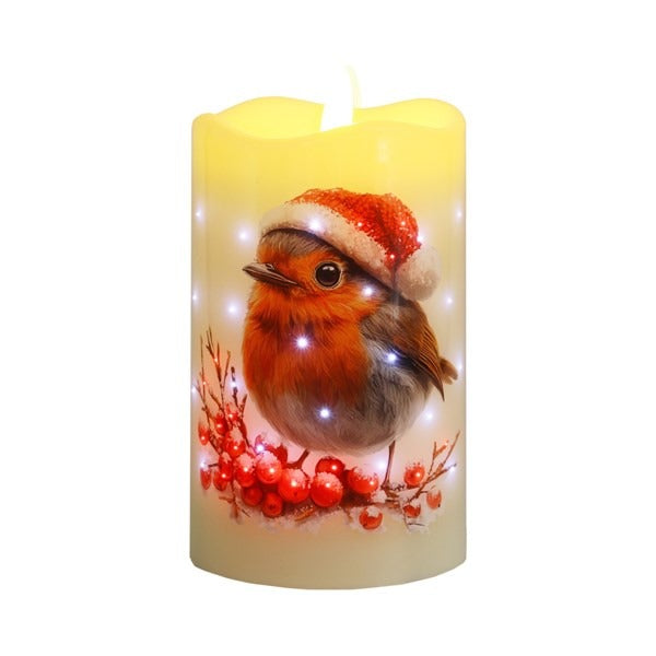 Bougie LED Robin 7,5 cm x 12,5 cm