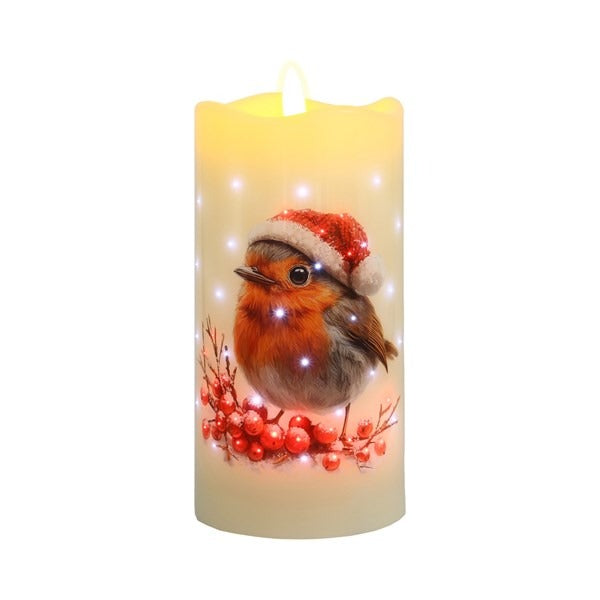 LED Kerze Robin 7.5cm x 15cm