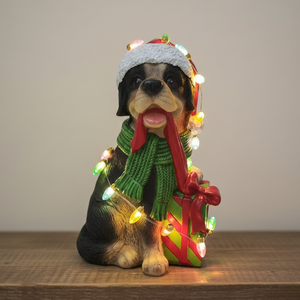 LED Weihnachtsrottweiler 12x24cm