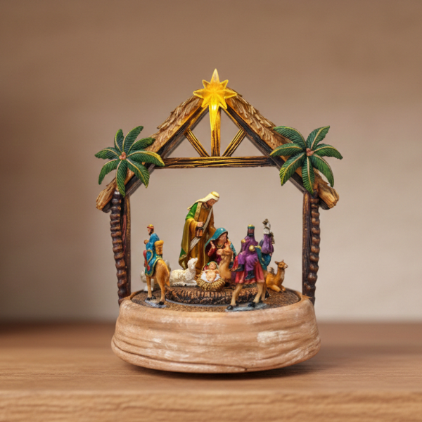 Crèche animée LED 21,5 cm