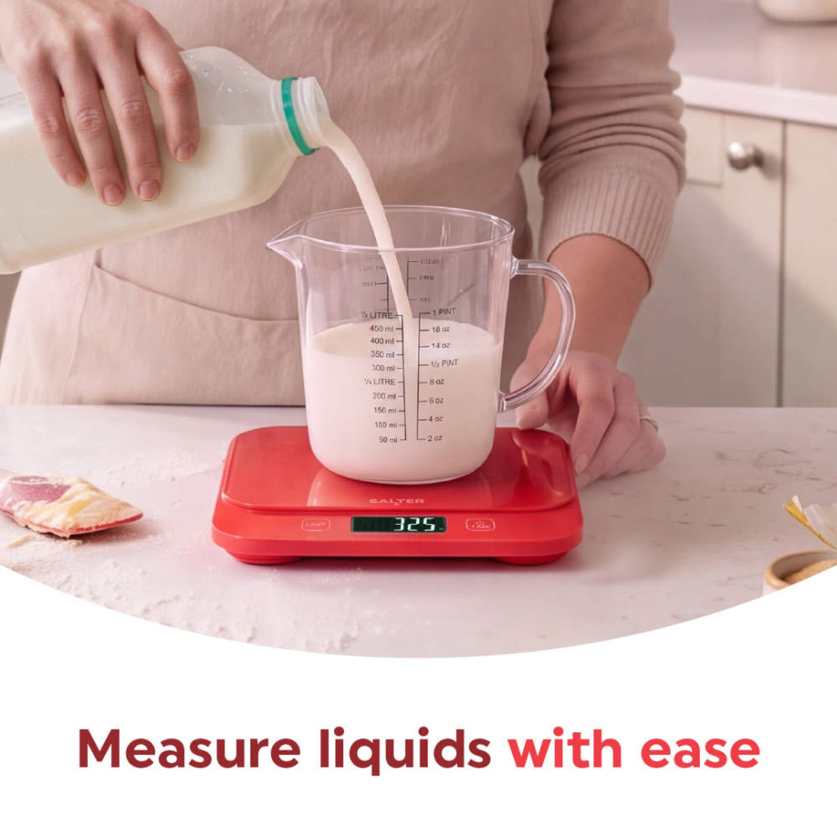 Salter British Bakes Waterproof Kitchen Scale, Red
