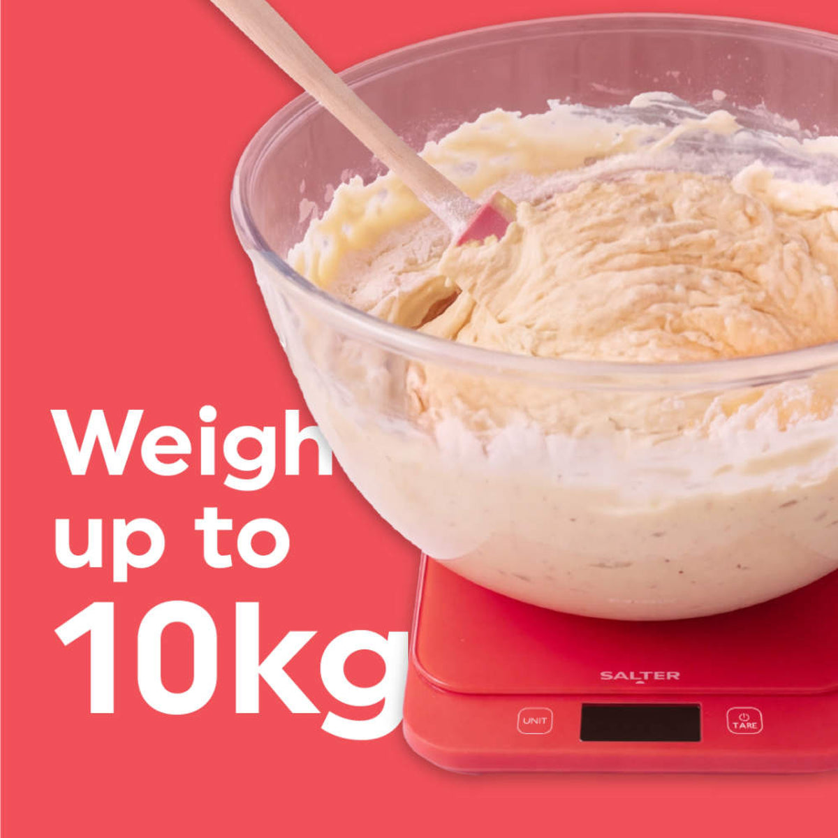 Salter British Bakes Waterproof Kitchen Scale, Red