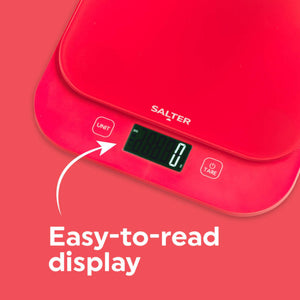 Salter British Bakes Waterproof Kitchen Scale, Red