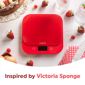 Salter British Bakes Waterproof Kitchen Scale, Red