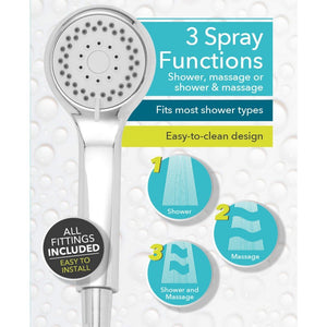 Beldray Three Function Shower Head – Chrome - ELECT SHOWER ACCESSORIES - Beattys of Loughrea