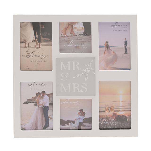 Amore Multi Aperture Photo Frame 35.5cm Mr & Mrs - PHOTO FRAMES - PLATED, GILT, STONE - Beattys of Loughrea