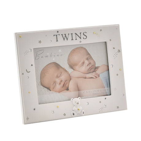 Bambino Resin Twins Photo Frame 6" x 4" - PHOTO FRAMES - PLATED, GILT, STONE - Beattys of Loughrea
