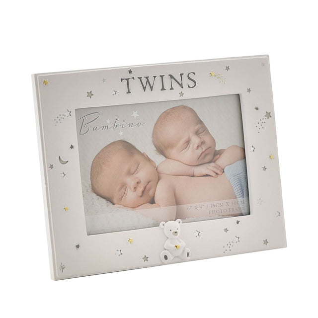 Bambino Resin Twins Photo Frame 6" x 4" - PHOTO FRAMES - PLATED, GILT, STONE - Beattys of Loughrea