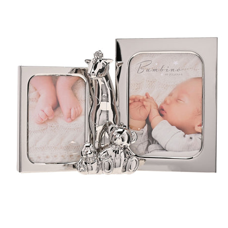 Double Photo Frame with Giraffe & 2 Teddies - PHOTO FRAMES - PLATED, GILT, STONE - Beattys of Loughrea