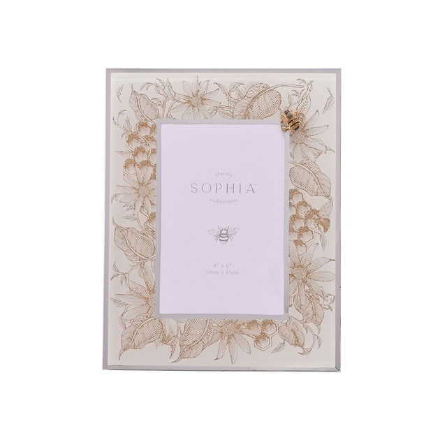 Sophia Classic Golden Bee 4" x 6" Glass Photo Frame - PHOTO FRAMES - PLATED, GILT, STONE - Beattys of Loughrea