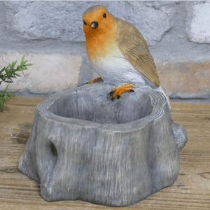 Robin on Stump Birdfeeder - ORNAMENTS - Beattys of Loughrea