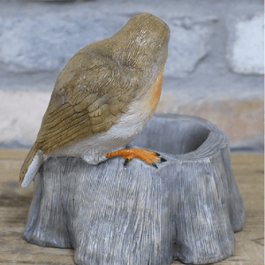 Robin on Stump Birdfeeder - ORNAMENTS - Beattys of Loughrea