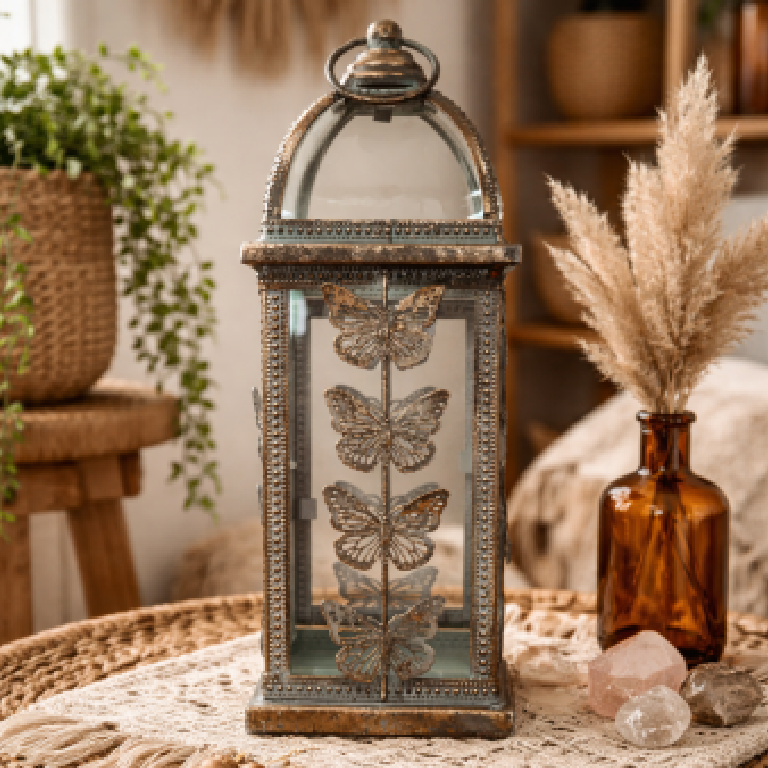 Butterfly Lantern 31cm - ORNAMENTS - Beattys of Loughrea