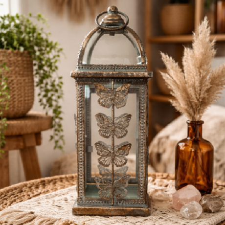 Butterfly Lantern 31cm - ORNAMENTS - Beattys of Loughrea