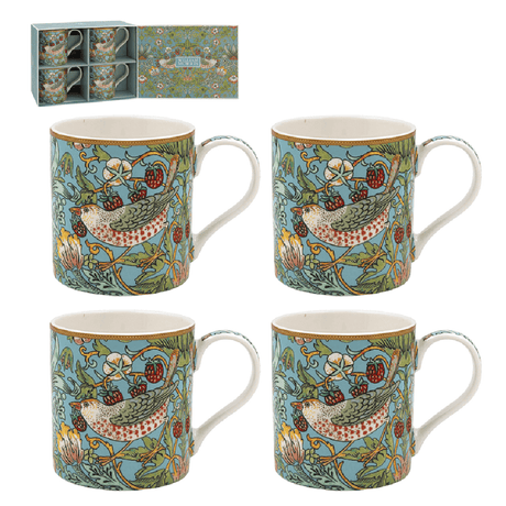 William Morris Strawberry Thief Mugs – Set of 4 - MUG SETS - Beattys of Loughrea